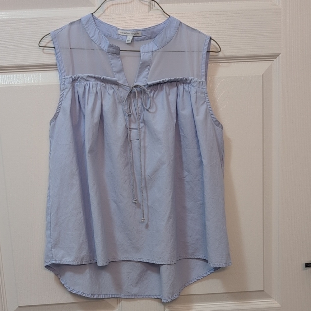 Light Blue Sleeveless "Signature Studio" Women's Top